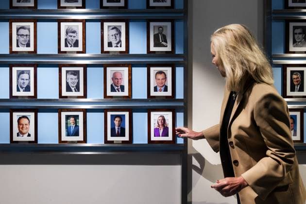 THE HAGUE - Outgoing Minister of Finance Sigrid Kaag will hang her portrait in the ministry s hall of fame. As UN special envoy, Sigrid Kaag will coordinate humanitarian aid and reconstruction in Gaza. She was the first female minister of the Ministry of Finance. ANP RAMON VAN FLYMEN netherlands out - belgium out  Copyright: xx x487732083x originalFilename: 487732083.jpg