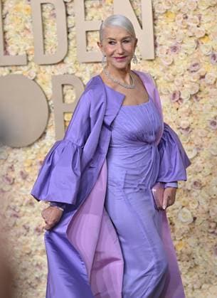 Actress Helen Mirren arrives for the 81st annual Golden Globe Awards at the Beverly Hilton in Beverly Hills, California on Sunday, January 7, 2024.  LAP202401070034 CHRISxCHEW