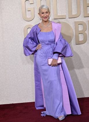 Actress Helen Mirren arrives for the 81st annual Golden Globe Awards at the Beverly Hilton in Beverly Hills, California on Sunday, January 7, 2024.  LAP202401070036 CHRISxCHEW