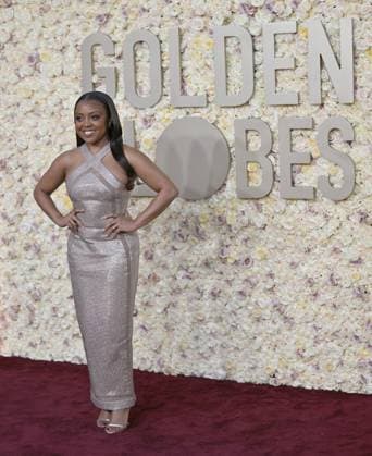 Actress Quinta Brunson arrives for the 81st annual Golden Globe Awards at the Beverly Hilton in Beverly Hills, California on Sunday, January 7, 2024.  LAP202401070048 CHRISxCHEW