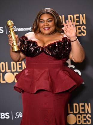 Da Vine Joy Randolph appears backstage after winning the award for Supporting Actress for The Holdovers during the 81st annual Golden Globe Awards at the Beverly Hilton in Beverly Hills, California on Sunday, January 7, 2024.  LAP202401070127 CHRISxCHEW