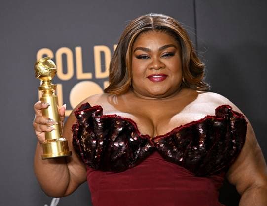 Da Vine Joy Randolph appears backstage after winning the award for Supporting Actress for The Holdovers during the 81st annual Golden Globe Awards at the Beverly Hilton in Beverly Hills, California on Sunday, January 7, 2024.  LAP202401070128 CHRISxCHEW