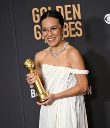 Ali Wong appears backstage after winning the award for Best Performance in a Limited Series, Anthology Series, or Motion Picture Made for Television award for Beef during the 81st annual Golden Globe Awards at the Beverly Hilton in Beverly Hills, California on Sunday, January 7, 2024.  LAP202401070130 CHRISxCHEW