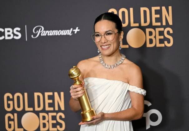 Ali Wong appears backstage after winning the award for Best Performance in a Limited Series, Anthology Series, or Motion Picture Made for Television award for Beef during the 81st annual Golden Globe Awards at the Beverly Hilton in Beverly Hills, California on Sunday, January 7, 2024.  LAP202401070133 CHRISxCHEW