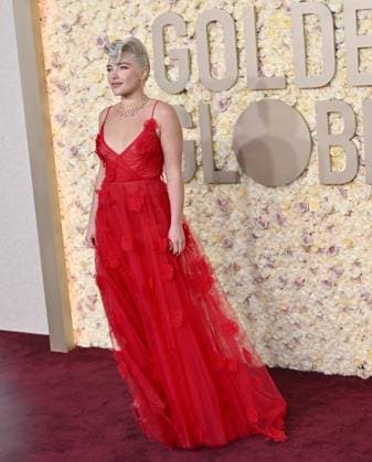 Actress Florence Pugh arrives for the 81st annual Golden Globe Awards at the Beverly Hilton in Beverly Hills, California on Sunday, January 7, 2024.  LAP202401070194 CHRISxCHEW