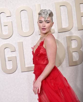 Actress Florence Pugh arrives for the 81st annual Golden Globe Awards at the Beverly Hilton in Beverly Hills, California on Sunday, January 7, 2024.  LAP202401070195 CHRISxCHEW