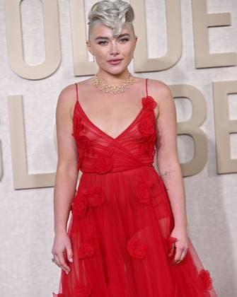 Actress Florence Pugh arrives for the 81st annual Golden Globe Awards at the Beverly Hilton in Beverly Hills, California on Sunday, January 7, 2024.  LAP202401070196 CHRISxCHEW