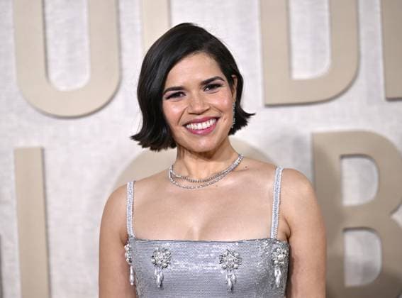 Actress America Ferrera arrives for the 81st annual Golden Globe Awards at the Beverly Hilton in Beverly Hills, California on Sunday, January 7, 2024.  LAP202401070222 CHRISxCHEW