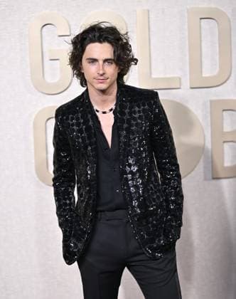 Actor Timothée Chalamet arrives for the 81st annual Golden Globe Awards at the Beverly Hilton in Beverly Hills, California on Sunday, January 7, 2024.  LAP202401070236 CHRISxCHEW