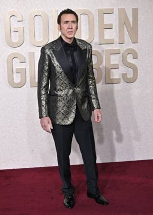 Actor Nicolas Cage arrives for the 81st annual Golden Globe Awards at the Beverly Hilton in Beverly Hills, California on Sunday, January 7, 2024.  LAP202401070244 CHRISxCHEW