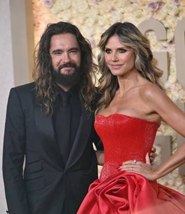 (L-R) Tom Kaulitz and Heidi Klum arrive for the 81st annual Golden Globe Awards at the Beverly Hilton in Beverly Hills, California on Sunday, January 7, 2024.  LAP202401070267 CHRISxCHEW