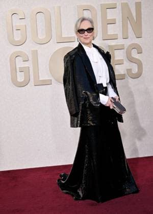 Actress Meryl Streep arrives for the 81st annual Golden Globe Awards at the Beverly Hilton in Beverly Hills, California on Sunday, January 7, 2024.  LAP202401070279 CHRISxCHEW