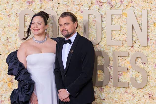 January 7, 2024, Beverly Hills, California, USA: Lily Gladstone and Lenorado DiCaprio on the red carpet of the 81st Annual Golden Globe Awards on Sunday January 7, 2024 at The Beverly Hilton Hotel in Beverly Hills, California. JAVIER ROJAS PI Beverly Hills USA - ZUMAp124 20240107_zaa_p124_066 Copyright: xJavierxRojasx