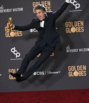 Mark Ruffalo, winner of the Best Picture, Musical or Comedy award for Poor Things during the 81st annual Golden Globe Awards at the Beverly Hilton in Beverly Hills, California on Sunday, January 7, 2024.  LAP202401070332 CHRISxCHEW