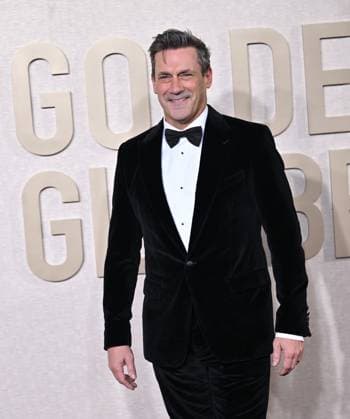 Actor Jon Hamm arrives for the 81st annual Golden Globe Awards at the Beverly Hilton in Beverly Hills, California on Sunday, January 7, 2024.  LAP202401070361 CHRISxCHEW