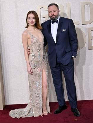 (L-R) Emma Stone and Yorgos Lanthimos arrive for the 81st annual Golden Globe Awards at the Beverly Hilton in Beverly Hills, California on Sunday, January 7, 2024.  LAP202401070364 CHRISxCHEW