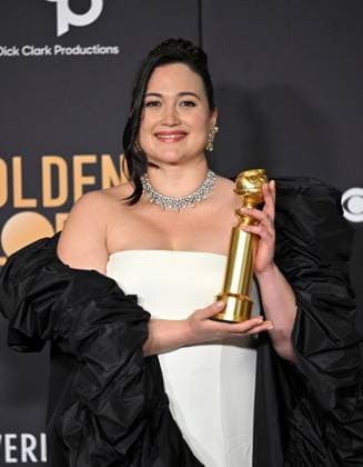 Lily Gladstone appears backstage after winning the award for Best Performance by a Female Actor in a Motion Picture ? Drama award for Killers of the Flower Moon, during the 81st annual Golden Globe Awards at the Beverly Hilton in Beverly Hills, California on Sunday, January 7, 2024.  LAP202401070316 CHRISxCHEW