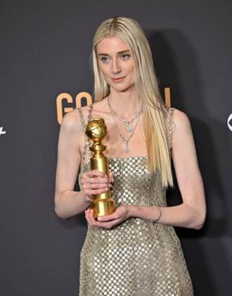 Elizabeth Debicki, winner of the Best Supporting Performance in a Series, Limited Series, Anthology Series, or Motion Picture Made for Television award for The Crown during the 81st annual Golden Globe Awards at the Beverly Hilton in Beverly Hills, California on Sunday, January 7, 2024.  LAP202401070329 CHRISxCHEW