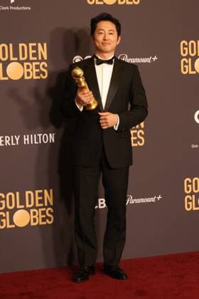 January 7, 2024, Beverly Hills, CA, USA: Steven Yeun, winner of the Best Performance in a Limited Series, Anthology Series, or Motion Picture Made for Television award for Beef poses in the press room during the 81st Annual Golden Globe Awards at The Beverly Hilton on January 07, 2024 in Beverly Hills, California. Beverly Hills USA - ZUMAs181 20240107_zea_s181_286 Copyright: xCraSHx