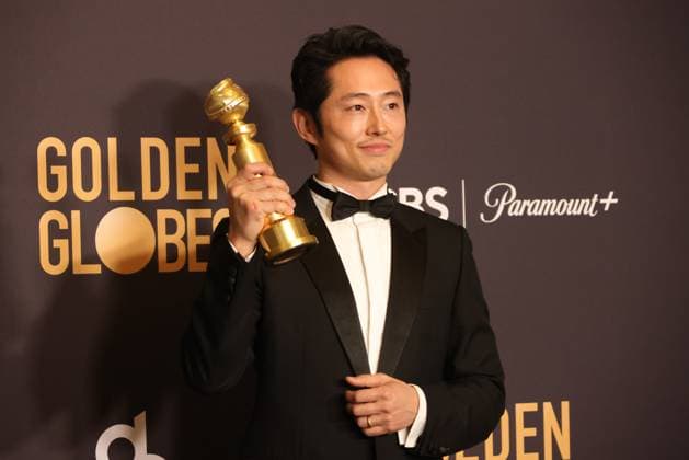January 7, 2024, Beverly Hills, CA, USA: Steven Yeun, winner of the Best Performance in a Limited Series, Anthology Series, or Motion Picture Made for Television award for Beef poses in the press room during the 81st Annual Golden Globe Awards at The Beverly Hilton on January 07, 2024 in Beverly Hills, California. Beverly Hills USA - ZUMAs181 20240107_zea_s181_287 Copyright: xCraSHx
