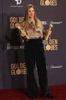 January 7, 2024, Beverly Hills, CA, USA: Justine Triet, winner of the Best Screenplay, Motion Picture award for Anatomy of a Fall poses in the press room during the 81st Annual Golden Globe Awards at The Beverly Hilton on January 07, 2024 in Beverly Hills, California. Beverly Hills USA - ZUMAs181 20240107_zea_s181_293 Copyright: xCraSHx