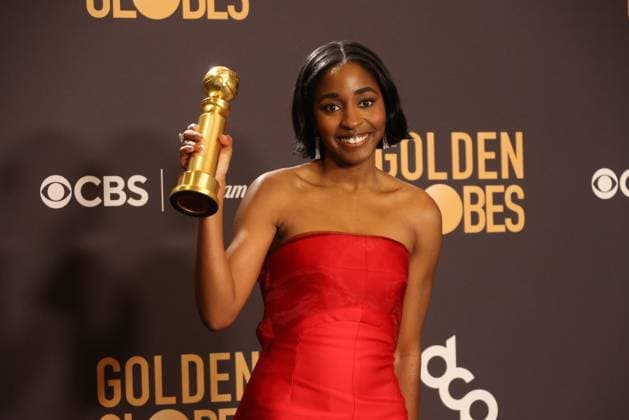 January 7, 2024, Beverly Hills, CA, USA: Ayo Edebiri, winner of the Best Performance in a Television Series Ã¢â‚¬ Musical or Comedy for The Bear, poses in the press room during the 81st Annual Golden Globe Awards at The Beverly Hilton on January 07, 2024 in Beverly Hills, California. Beverly Hills USA - ZUMAs181 20240107_zea_s181_307 Copyright: xCraSHx