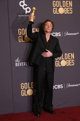 January 7, 2024, Beverly Hills, CA, USA: Jeremy Allen White, winner of the Best Performance by a Male Actor in a Television Series Ã¢â‚¬ Musical or Comedy award for The Bear, poses in the press room during the 81st Annual Golden Globe Awards at The Beverly Hilton on January 07, 2024 in Beverly Hills, California. Beverly Hills USA - ZUMAs181 20240107_zea_s181_317 Copyright: xCraSHx