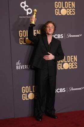 January 7, 2024, Beverly Hills, CA, USA: Jeremy Allen White, winner of the Best Performance by a Male Actor in a Television Series Ã¢â‚¬ Musical or Comedy award for The Bear, poses in the press room during the 81st Annual Golden Globe Awards at The Beverly Hilton on January 07, 2024 in Beverly Hills, California. Beverly Hills USA - ZUMAs181 20240107_zea_s181_318 Copyright: xCraSHx
