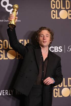 January 7, 2024, Beverly Hills, CA, USA: Jeremy Allen White, winner of the Best Performance by a Male Actor in a Television Series Ã¢â‚¬ Musical or Comedy award for The Bear, poses in the press room during the 81st Annual Golden Globe Awards at The Beverly Hilton on January 07, 2024 in Beverly Hills, California. Beverly Hills USA - ZUMAs181 20240107_zea_s181_323 Copyright: xCraSHx