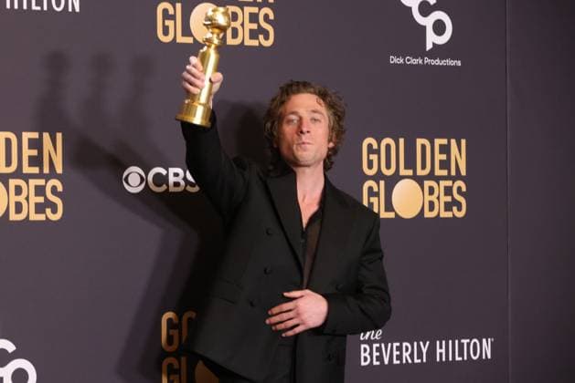 January 7, 2024, Beverly Hills, CA, USA: Jeremy Allen White, winner of the Best Performance by a Male Actor in a Television Series Ã¢â‚¬ Musical or Comedy award for The Bear, poses in the press room during the 81st Annual Golden Globe Awards at The Beverly Hilton on January 07, 2024 in Beverly Hills, California. Beverly Hills USA - ZUMAs181 20240107_zea_s181_324 Copyright: xCraSHx