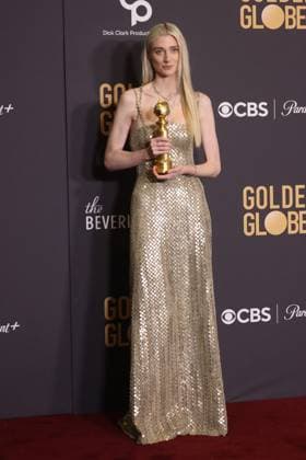 January 7, 2024, Beverly Hills, CA, USA: Elizabeth Debicki, winner of the Best Supporting Performance in a Series, Limited Series, Anthology Series, or Motion Picture Made for Television award for The Crown poses in the press room during the 81st Annual Golden Globe Awards at The Beverly Hilton on January 07, 2024 in Beverly Hills, California. Beverly Hills USA - ZUMAs181 20240107_zea_s181_347 Copyright: xCraSHx