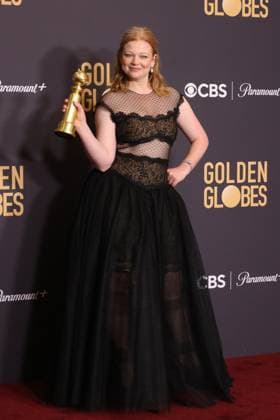 January 7, 2024, Beverly Hills, CA, USA: Sarah Snook, winner of the Best Performance by an Actress in a Television Series, Drama award for Succession poses in the press room during the 81st Annual Golden Globe Awards at The Beverly Hilton on January 07, 2024 in Beverly Hills, California. Beverly Hills USA - ZUMAs181 20240107_zea_s181_366 Copyright: xCraSHx