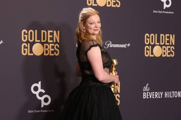 January 7, 2024, Beverly Hills, CA, USA: Sarah Snook, winner of the Best Performance by an Actress in a Television Series, Drama award for Succession poses in the press room during the 81st Annual Golden Globe Awards at The Beverly Hilton on January 07, 2024 in Beverly Hills, California. Beverly Hills USA - ZUMAs181 20240107_zea_s181_370 Copyright: xCraSHx