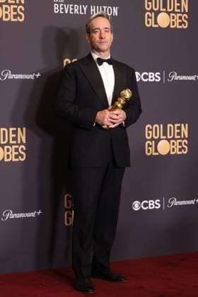 January 7, 2024, Beverly Hills, CA, USA: Matthew Macfadyen, winner of the Best Supporting Actor, Television award for Succession poses in the press room during the 81st Annual Golden Globe Awards at The Beverly Hilton on January 07, 2024 in Beverly Hills, California. Beverly Hills USA - ZUMAs181 20240107_zea_s181_372 Copyright: xCraSHx