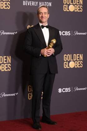 January 7, 2024, Beverly Hills, CA, USA: Matthew Macfadyen, winner of the Best Supporting Actor, Television award for Succession poses in the press room during the 81st Annual Golden Globe Awards at The Beverly Hilton on January 07, 2024 in Beverly Hills, California. Beverly Hills USA - ZUMAs181 20240107_zea_s181_374 Copyright: xCraSHx