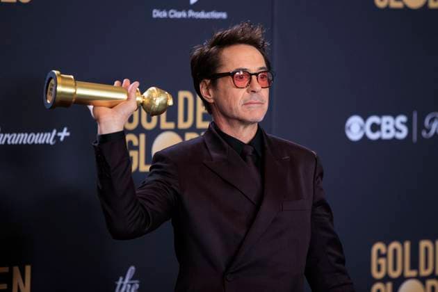 January 7, 2024, Beverly Hills, California, USA: Robert Downey Jr. in the press room of the 81st Annual Golden Globe Awards on Sunday January 7, 2024 at The Beverly Hilton Hotel in Beverly Hills, California. ARIANA RUIZ PI Beverly Hills USA - ZUMAp124 20240107_zaa_p124_116 Copyright: xArianaxRuizx