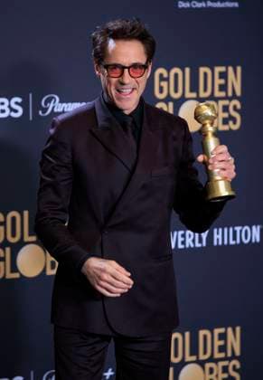 January 7, 2024, Beverly Hills, California, USA: Robert Downey Jr. in the press room of the 81st Annual Golden Globe Awards on Sunday January 7, 2024 at The Beverly Hilton Hotel in Beverly Hills, California. ARIANA RUIZ PI Beverly Hills USA - ZUMAp124 20240107_zaa_p124_121 Copyright: xArianaxRuizx