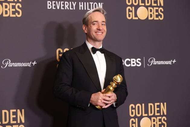 January 7, 2024, Beverly Hills, CA, USA: Matthew Macfadyen, winner of the Best Supporting Actor, Television award for Succession poses in the press room during the 81st Annual Golden Globe Awards at The Beverly Hilton on January 07, 2024 in Beverly Hills, California. Beverly Hills USA - ZUMAs181 20240107_zea_s181_375 Copyright: xCraSHx