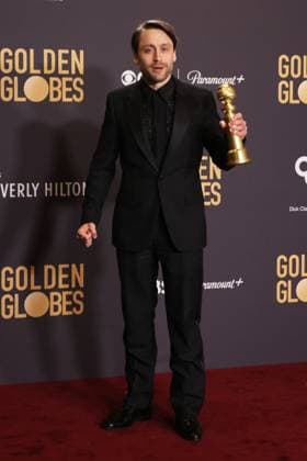 January 7, 2024, Beverly Hills, CA, USA: Kieran Culkin, winner of the Best Performance by an Actor in a Television Series, Drama award for Succession poses in the press room during the 81st Annual Golden Globe Awards at The Beverly Hilton on January 07, 2024 in Beverly Hills, California. Beverly Hills USA - ZUMAs181 20240107_zea_s181_377 Copyright: xCraSHx