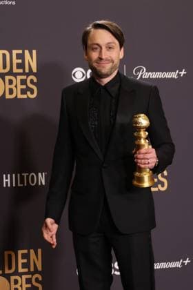 January 7, 2024, Beverly Hills, CA, USA: Kieran Culkin, winner of the Best Performance by an Actor in a Television Series, Drama award for Succession poses in the press room during the 81st Annual Golden Globe Awards at The Beverly Hilton on January 07, 2024 in Beverly Hills, California. Beverly Hills USA - ZUMAs181 20240107_zea_s181_378 Copyright: xCraSHx