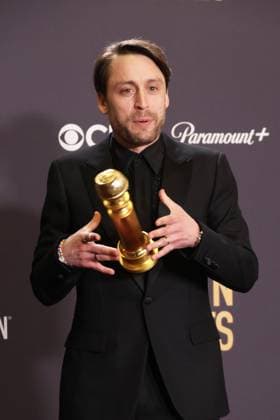 January 7, 2024, Beverly Hills, CA, USA: Kieran Culkin, winner of the Best Performance by an Actor in a Television Series, Drama award for Succession poses in the press room during the 81st Annual Golden Globe Awards at The Beverly Hilton on January 07, 2024 in Beverly Hills, California. Beverly Hills USA - ZUMAs181 20240107_zea_s181_379 Copyright: xCraSHx
