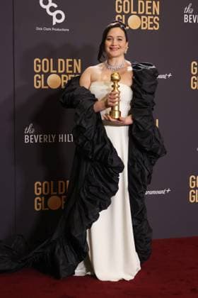 January 7, 2024, Beverly Hills, CA, USA: Lily Gladstone, winner of the Best Performance by a Female Actor in a Motion Picture Ã¢â‚¬ Drama award for Killers of the Flower Moon, poses in the press room during the 81st Annual Golden Globe Awards at The Beverly Hilton on January 07, 2024 in Beverly Hills, California. Beverly Hills USA - ZUMAs181 20240107_zea_s181_392 Copyright: xCraSHx
