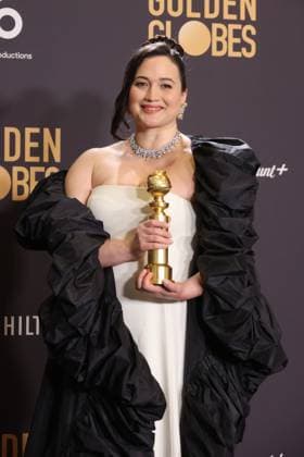 January 7, 2024, Beverly Hills, CA, USA: Lily Gladstone, winner of the Best Performance by a Female Actor in a Motion Picture Ã¢â‚¬ Drama award for Killers of the Flower Moon, poses in the press room during the 81st Annual Golden Globe Awards at The Beverly Hilton on January 07, 2024 in Beverly Hills, California. Beverly Hills USA - ZUMAs181 20240107_zea_s181_393 Copyright: xCraSHx