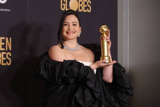 January 7, 2024, Beverly Hills, CA, USA: Lily Gladstone, winner of the Best Performance by a Female Actor in a Motion Picture Ã¢â‚¬ Drama award for Killers of the Flower Moon, poses in the press room during the 81st Annual Golden Globe Awards at The Beverly Hilton on January 07, 2024 in Beverly Hills, California. Beverly Hills USA - ZUMAs181 20240107_zea_s181_400 Copyright: xCraSHx