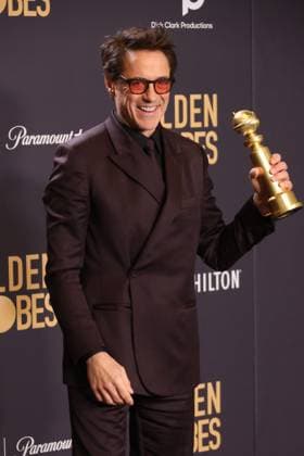 January 7, 2024, Beverly Hills, CA, USA: Robert Downey Jr., winner of the Best Performance by a Male Actor in a Supporting Role in any Motion Picture award for Oppenheimer, poses in the press room during the 81st Annual Golden Globe Awards at The Beverly Hilton on January 07, 2024 in Beverly Hills, California. Beverly Hills USA - ZUMAs181 20240107_zea_s181_404 Copyright: xCraSHx