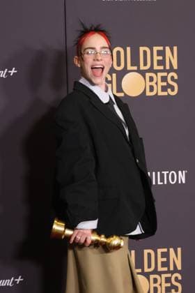 January 7, 2024, Beverly Hills, CA, USA: Billie Eilish, winner of the Best Original Song - Motion Picture award for What Was I Made For? pose in the press room during the 81st Annual Golden Globe Awards at The Beverly Hilton on January 07, 2024 in Beverly Hills, California. Beverly Hills USA - ZUMAs181 20240107_zea_s181_420 Copyright: xCraSHx