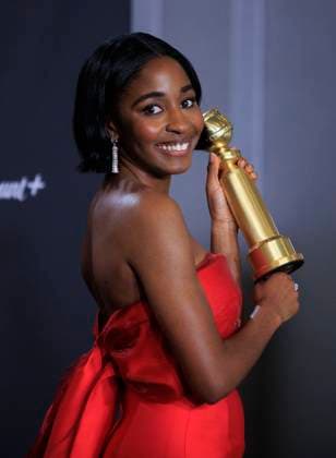 January 7, 2024, Beverly Hills, California, USA: Ayo Edebiri in the press room of the 81st Annual Golden Globe Awards on Sunday January 7, 2024 at The Beverly Hilton Hotel in Beverly Hills, California. ARIANA RUIZ PI Beverly Hills USA - ZUMAp124 20240107_zaa_p124_149 Copyright: xArianaxRuizx