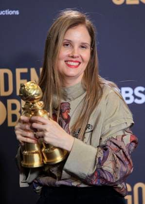 January 7, 2024, Beverly Hills, California, USA: Justine Triet in the press room of the 81st Annual Golden Globe Awards on Sunday January 7, 2024 at The Beverly Hilton Hotel in Beverly Hills, California. ARIANA RUIZ PI Beverly Hills USA - ZUMAp124 20240107_zaa_p124_152 Copyright: xArianaxRuizx