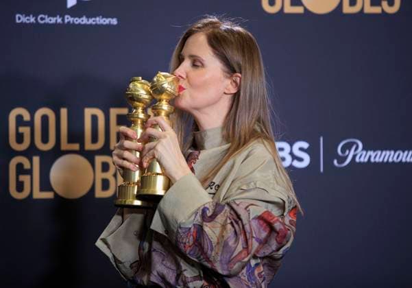January 7, 2024, Beverly Hills, California, USA: Justine Triet in the press room of the 81st Annual Golden Globe Awards on Sunday January 7, 2024 at The Beverly Hilton Hotel in Beverly Hills, California. ARIANA RUIZ PI Beverly Hills USA - ZUMAp124 20240107_zaa_p124_153 Copyright: xArianaxRuizx