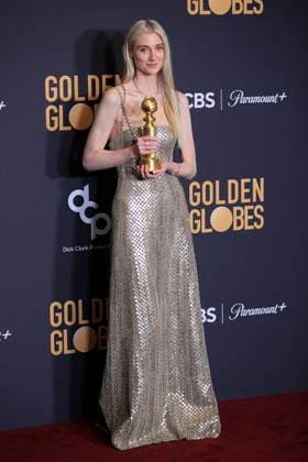 January 7, 2024, Beverly Hills, California, USA: Elizabeth Debicki in the press room of the 81st Annual Golden Globe Awards on Sunday January 7, 2024 at The Beverly Hilton Hotel in Beverly Hills, California. ARIANA RUIZ PI Beverly Hills USA - ZUMAp124 20240107_zaa_p124_156 Copyright: xArianaxRuizx